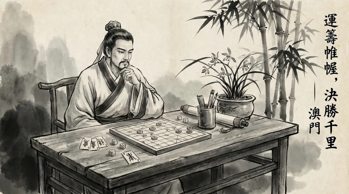 新葡京澳门赌博文化水墨画